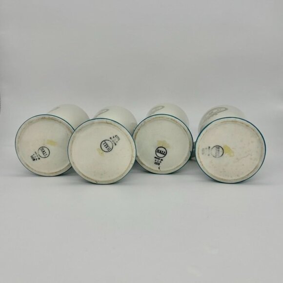 Vintage Hall China 1963 Blue Base Footed Souvenir Coffee Mug Set of 4 NH Pharma. - Picture 14 of 14